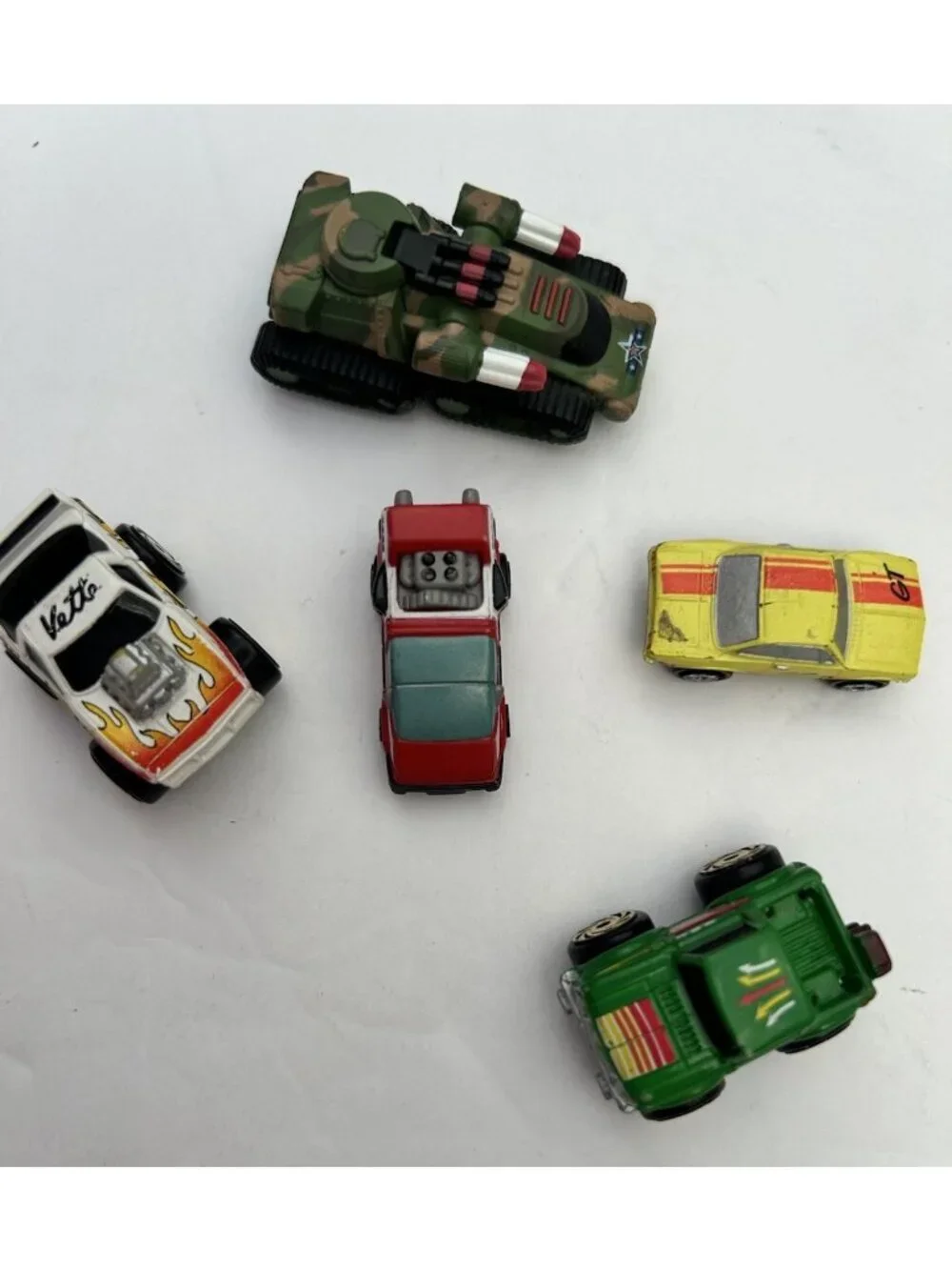 Vintage Lot of 5 Micro Machines Road Champs Tank Monster Wheels Cars Mixed Lot